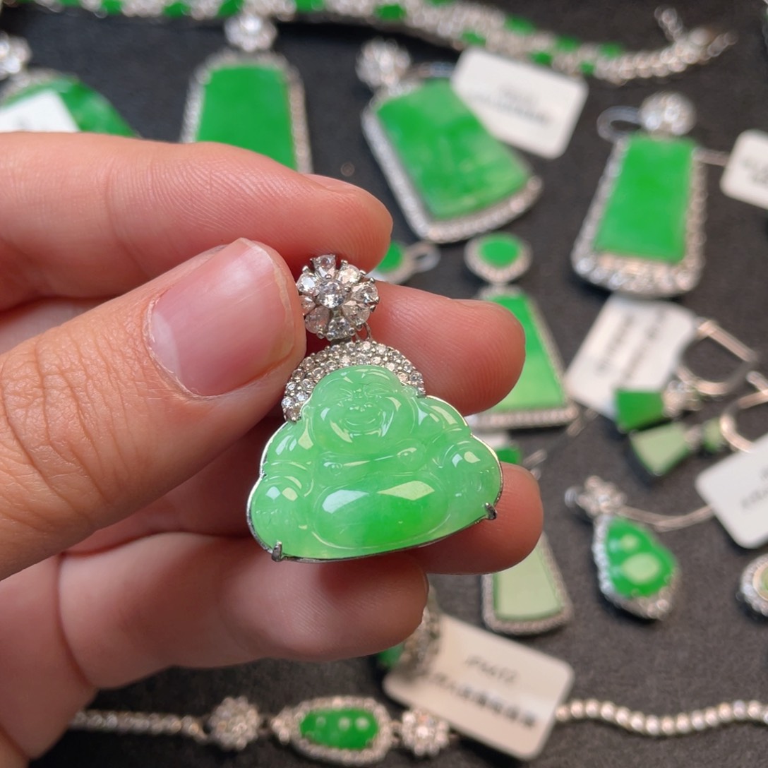 翡翠吊坠(不含链)银S925镶嵌