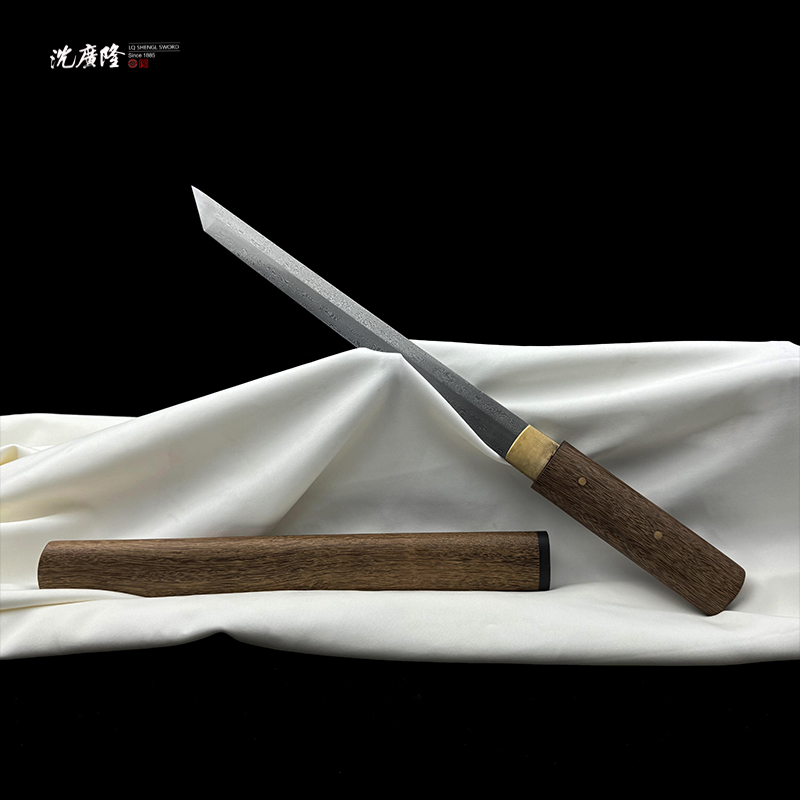 龙泉沈广隆-小疾风 大V 鸡翅木 花纹钢 唐横刀 未开刃