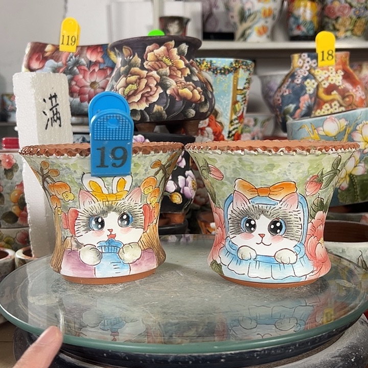 满38包邮 景德镇幸运花盆