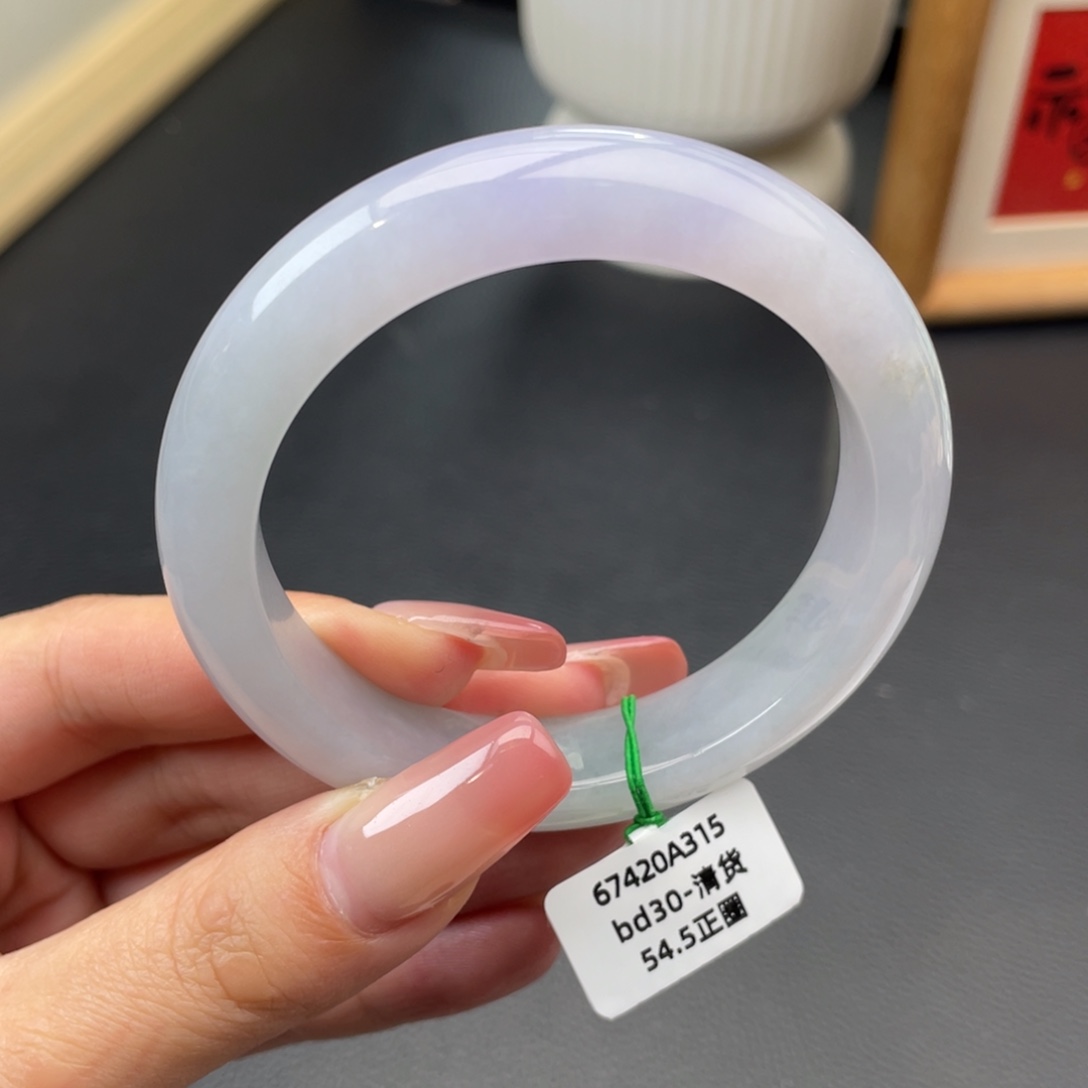 翡翠未镶嵌手镯正圈54.5冰胶紫（强推）