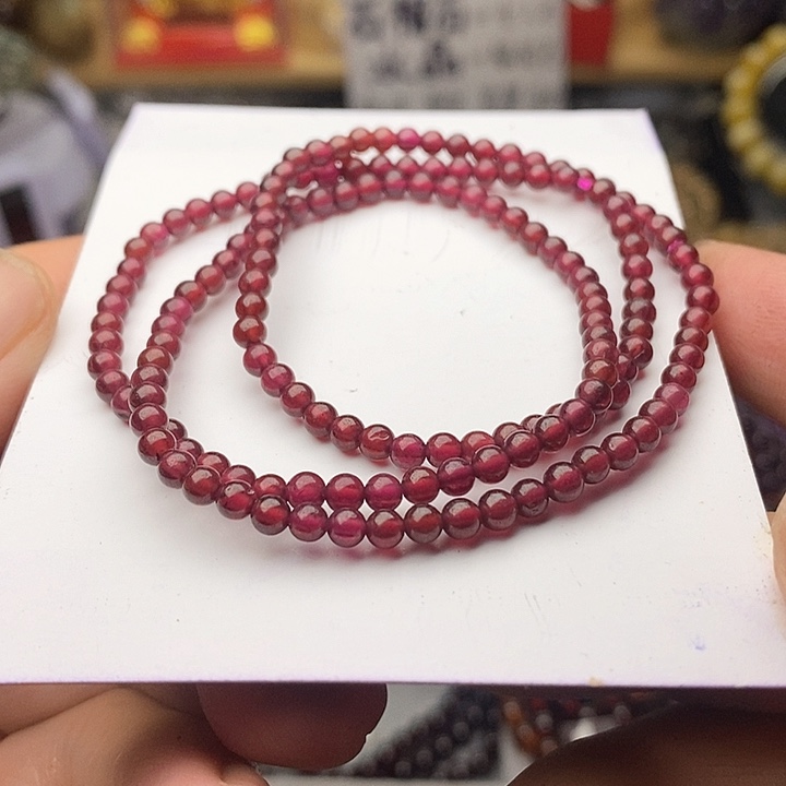 石榴石手串未镶嵌3.6mm三圈