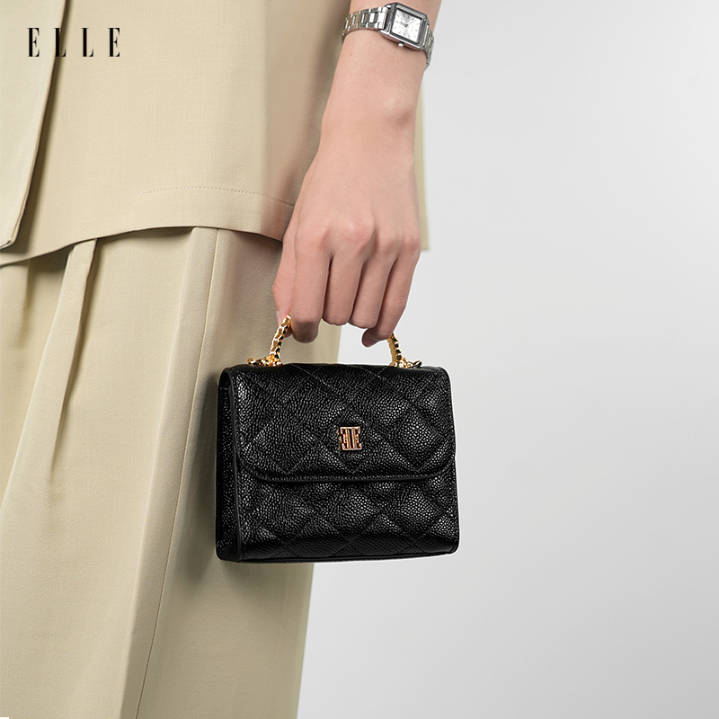ELLE25年春夏季新款珐琅手柄中号链条斜挎包时尚手提斜挎包46789