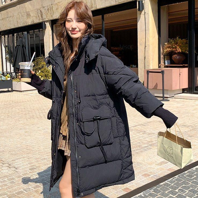 【竹节扣】羽绒服长款立领长款网红连帽加厚冬季保暖女装显瘦百搭