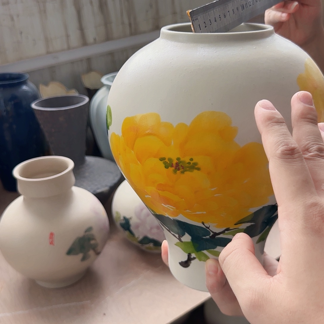 景德镇陶瓷花瓶微瑕手绘