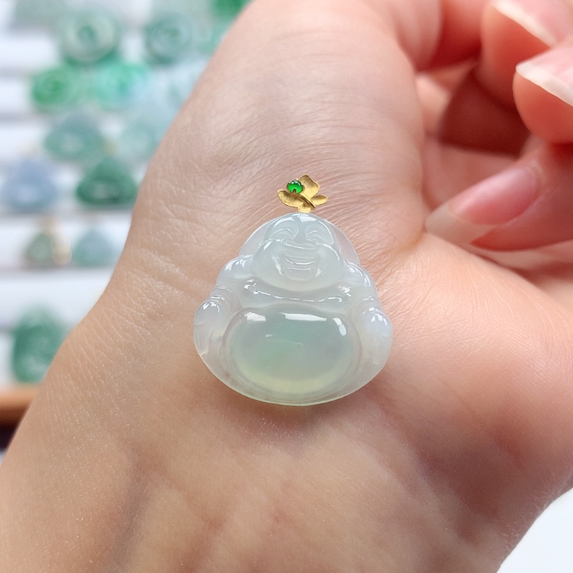 【闪购商品】翡翠吊坠(赠链)18K金镶嵌