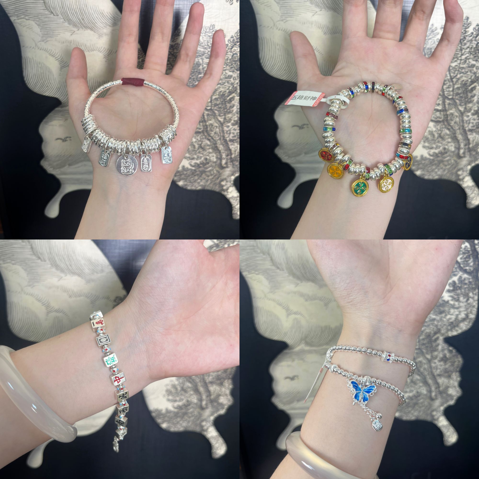 足银手镯 双许愿色【骰子对碰】经典时尚精美手镯【ky】