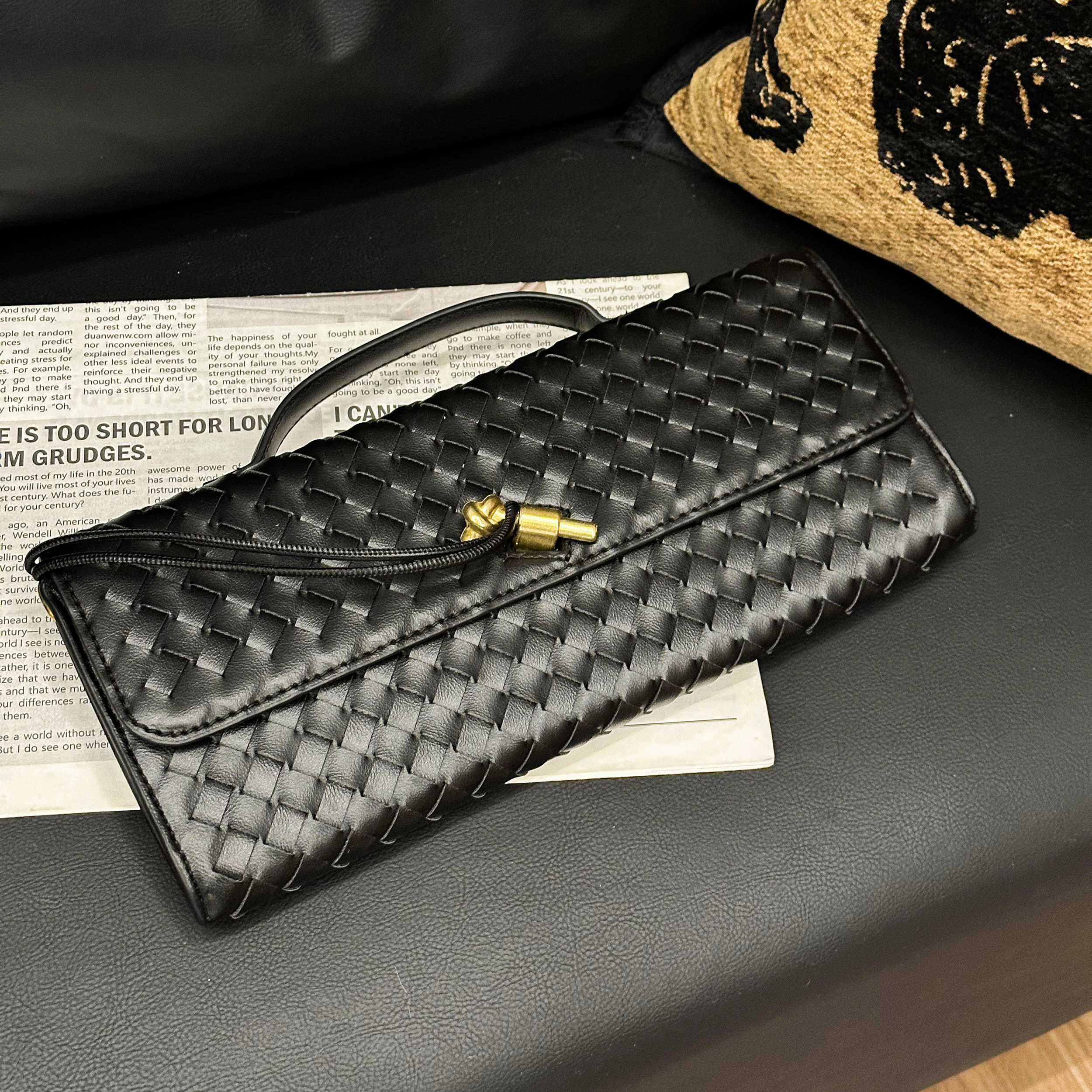 【敏敏】跨境风潮横款手提包编织百搭高级感单肩包斜挎包