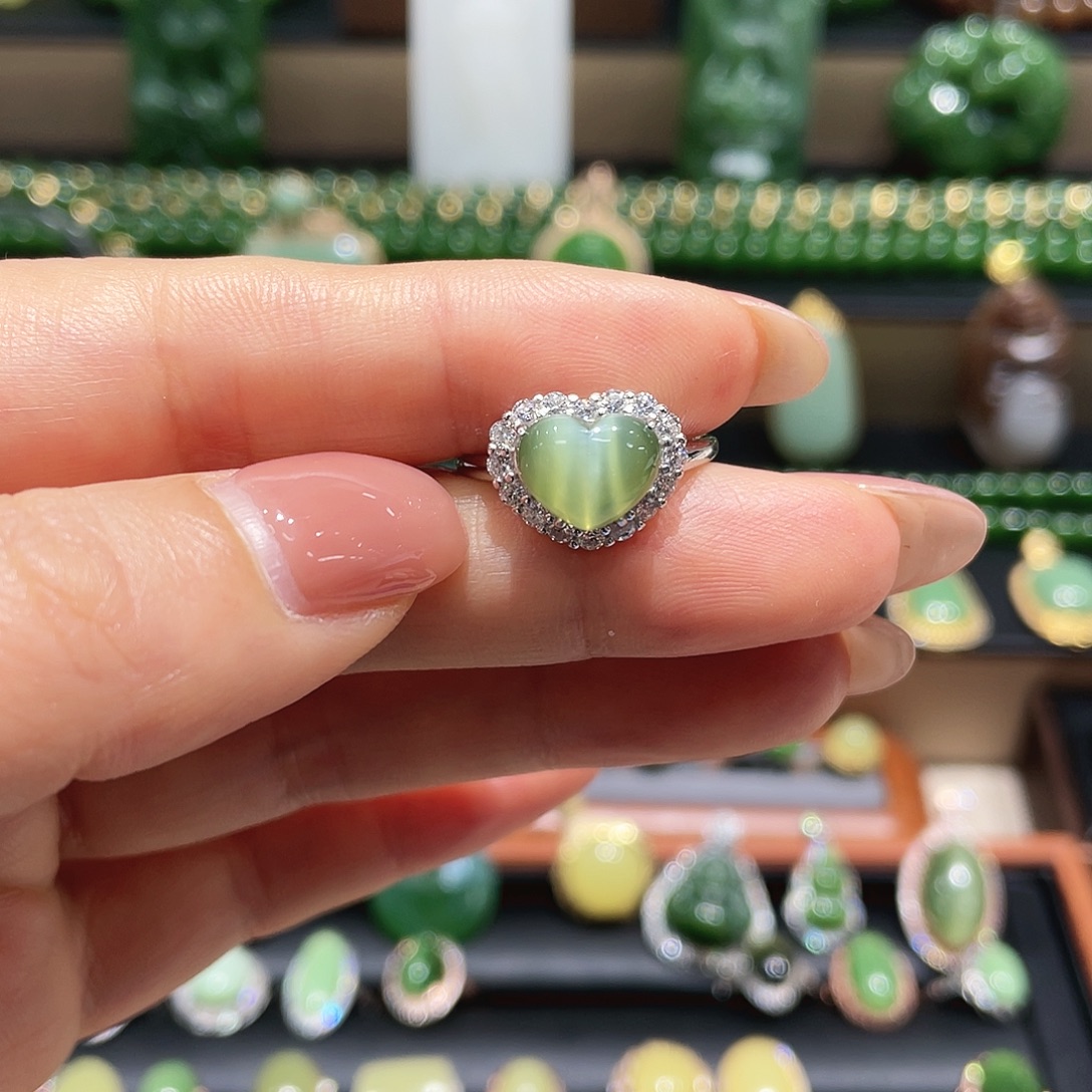 和田玉银S925镶嵌戒指