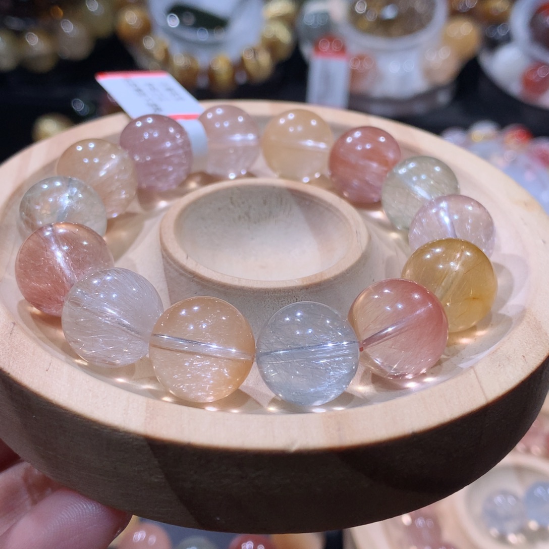 水晶未镶嵌手链彩兔毛13.5mm