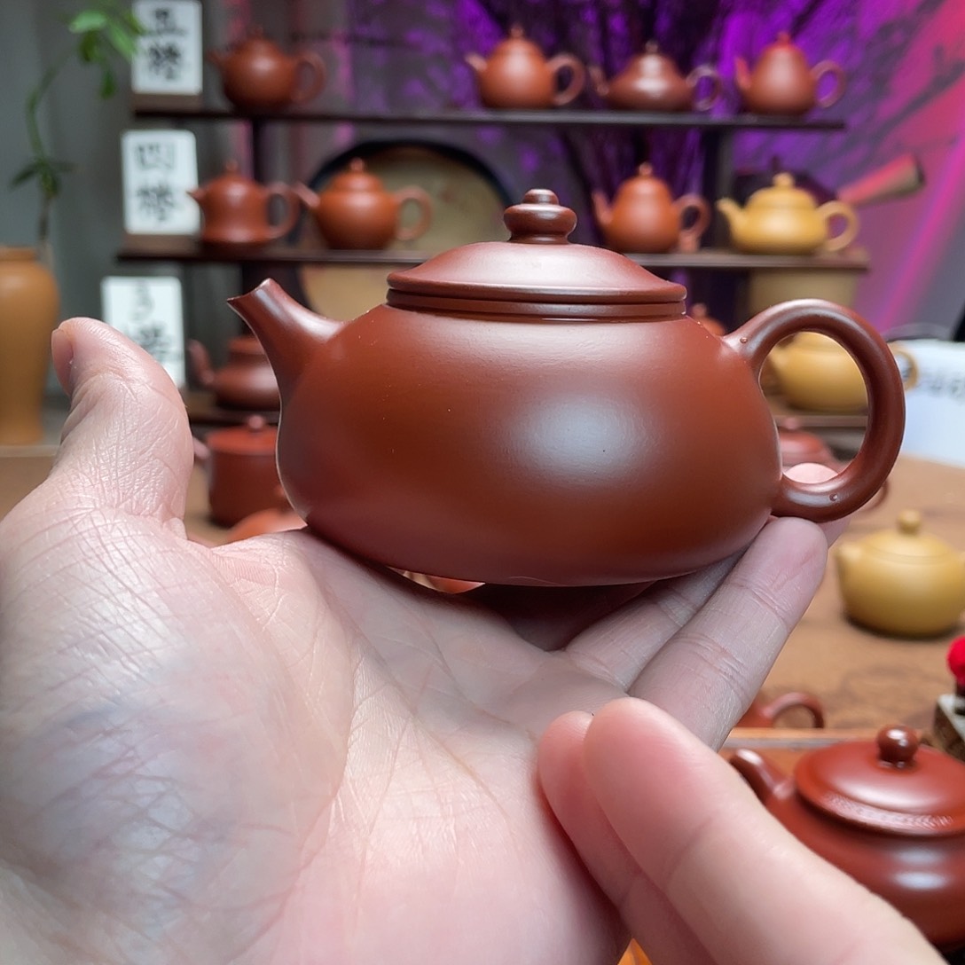 紫砂茶壶幸***草朱泥寒江160c