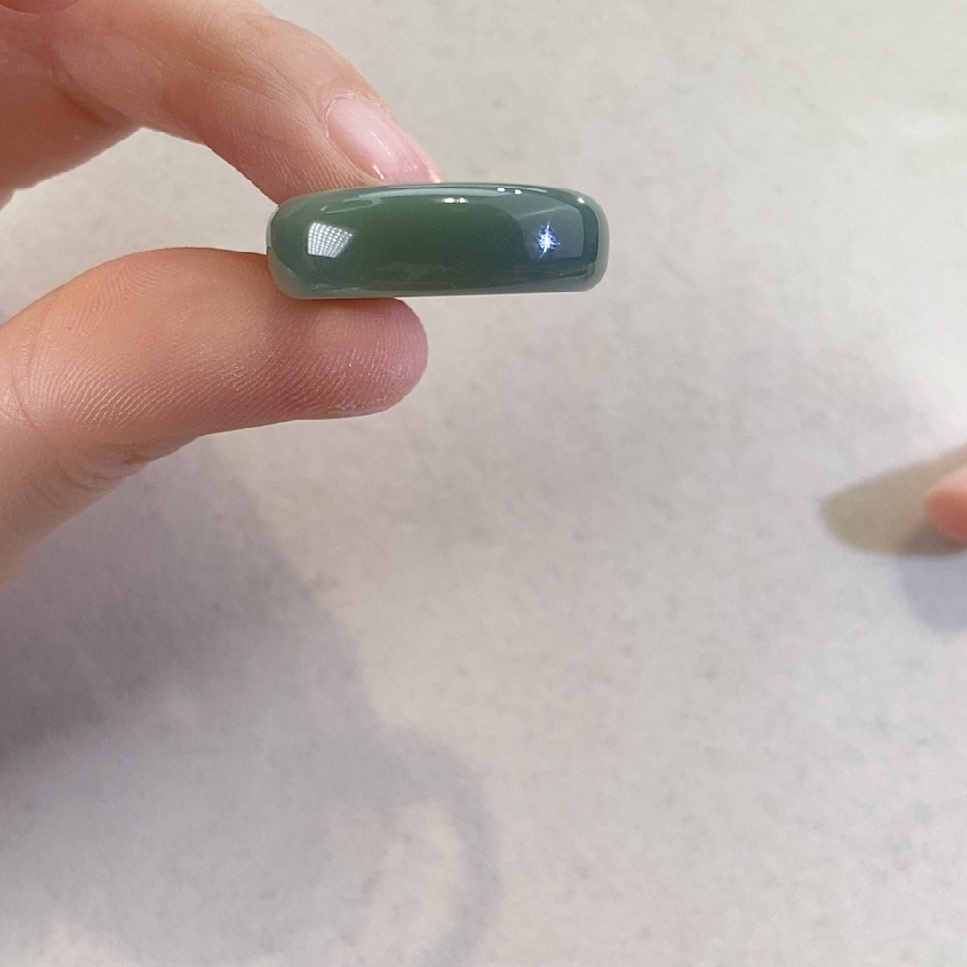 和田玉戒指未镶嵌瓷蓝16