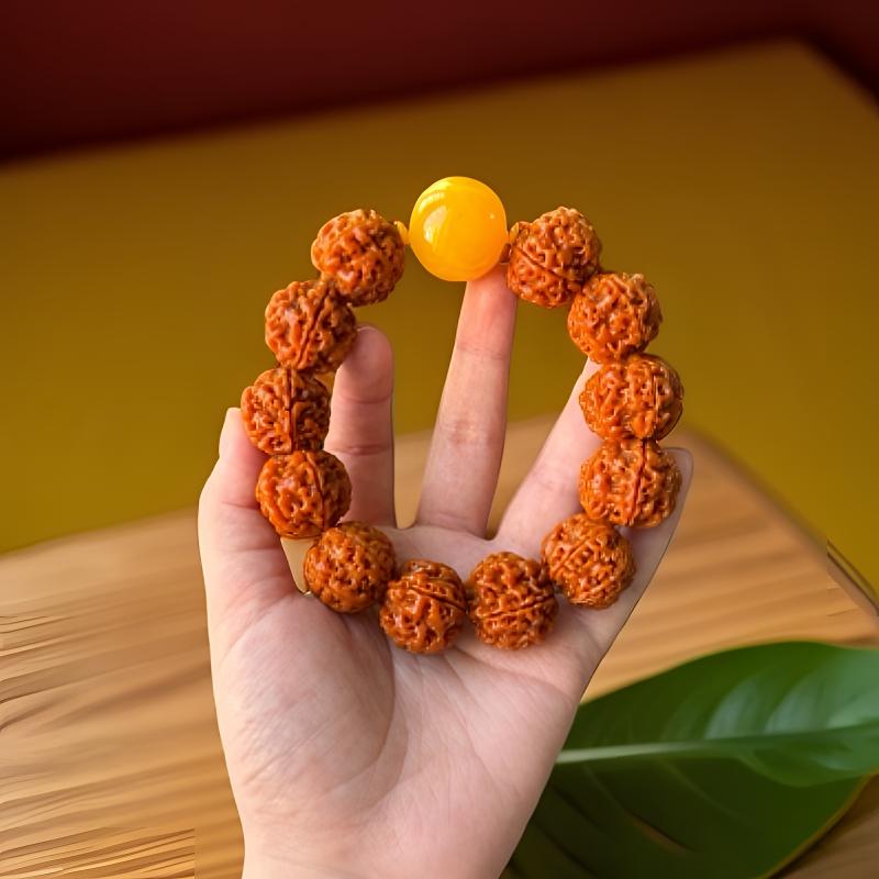 原生态五瓣机刷半玉化大金刚手串【黄】（二代配饰）