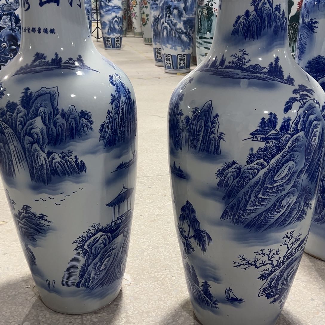 征***服陶景德镇陶瓷陶瓷大花瓶95高一对