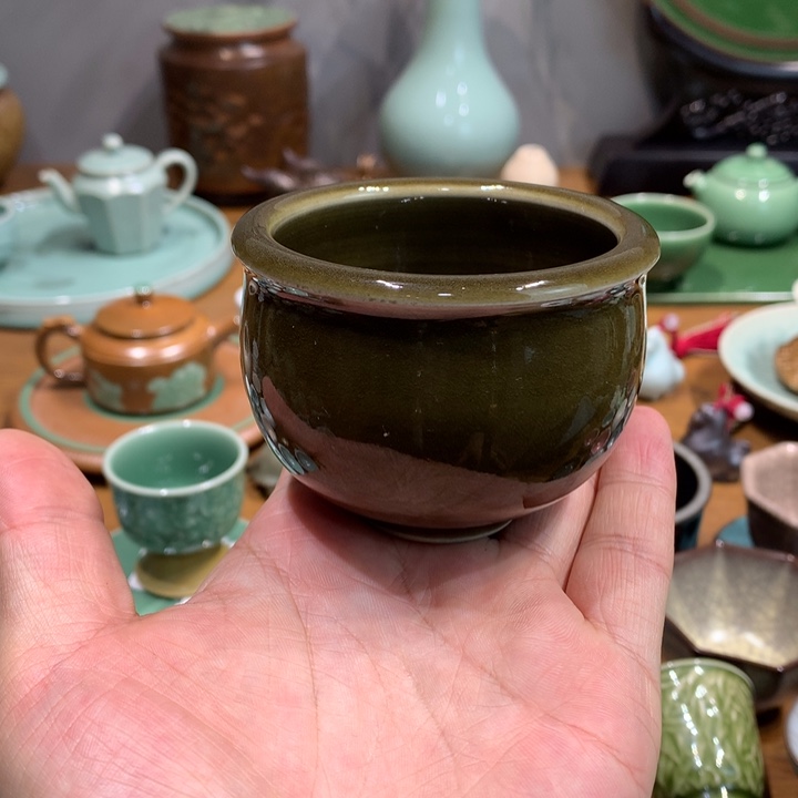 龙泉青瓷柴烧风水缸