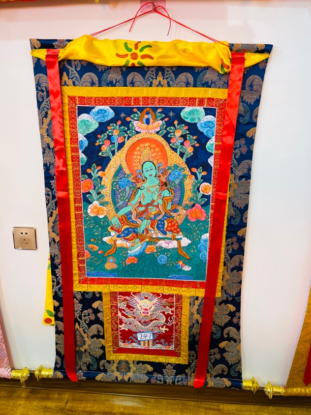 热贡精品唐卡绿度母手绘247