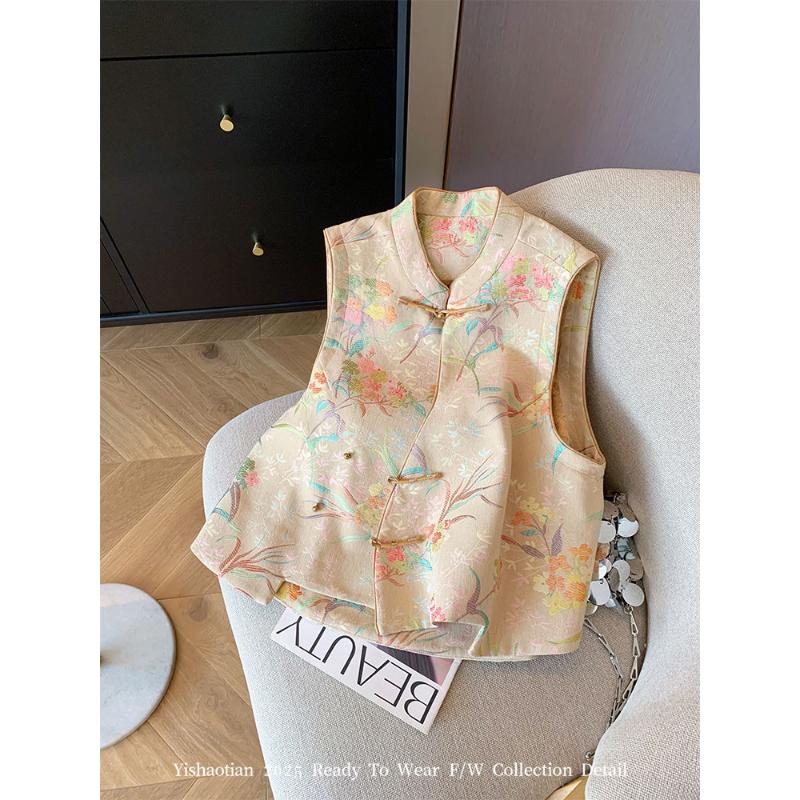 新中式国风女装提花马甲女2025秋季新款复古国风气质禅意女背心