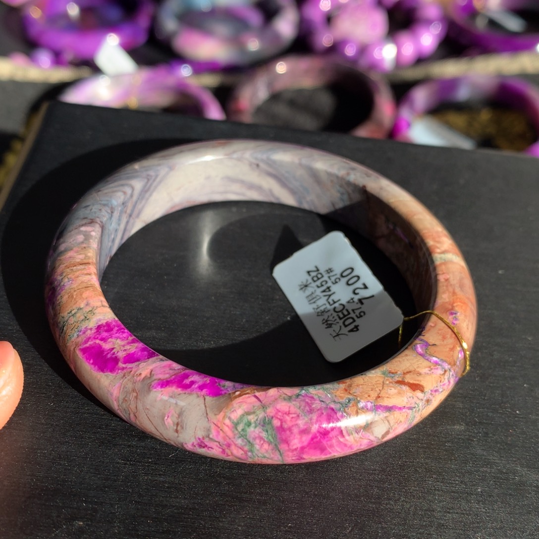 苏纪石（舒俱来）未镶嵌樱花桃花幻彩手镯57+