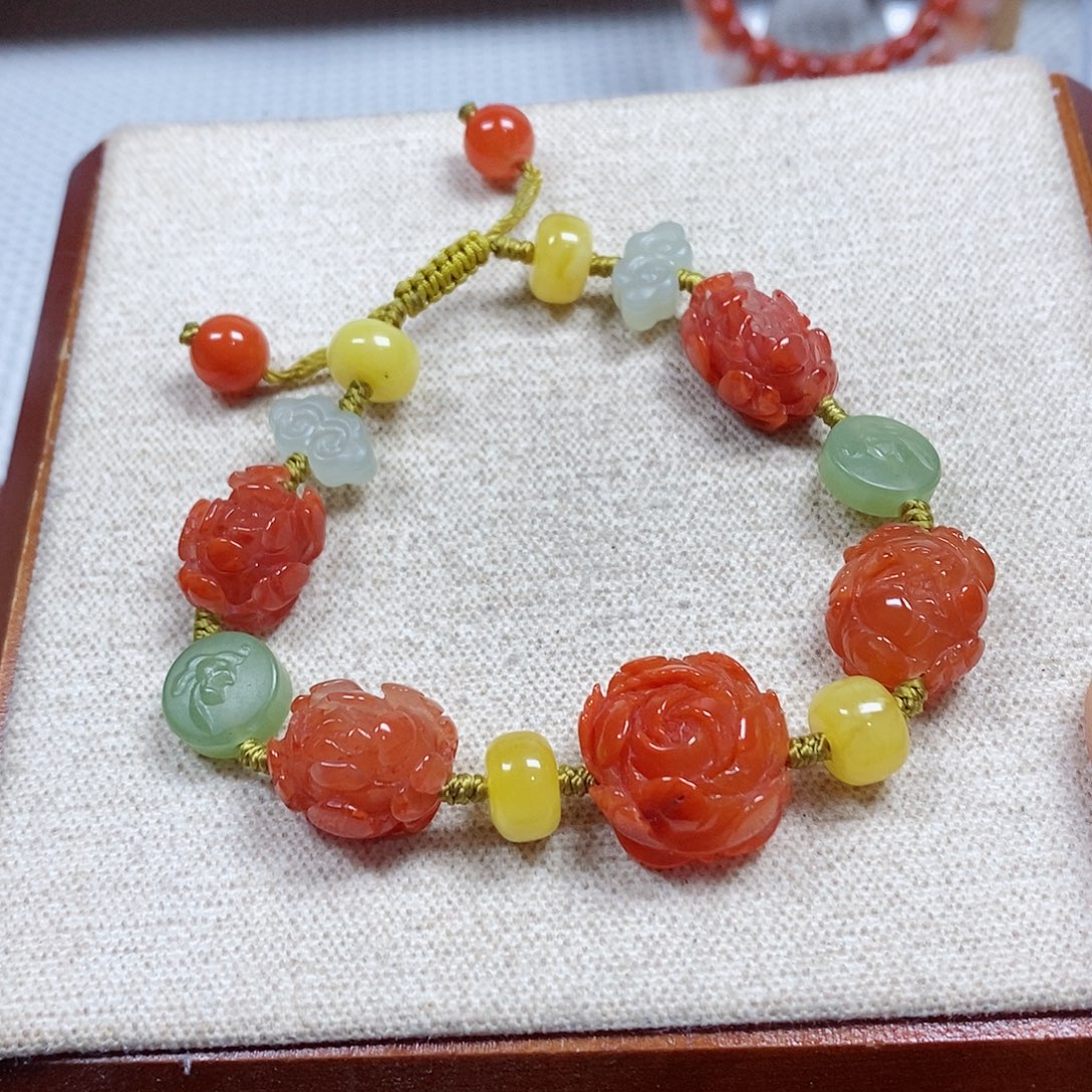 南红玛瑙未镶嵌手链荔枝冻