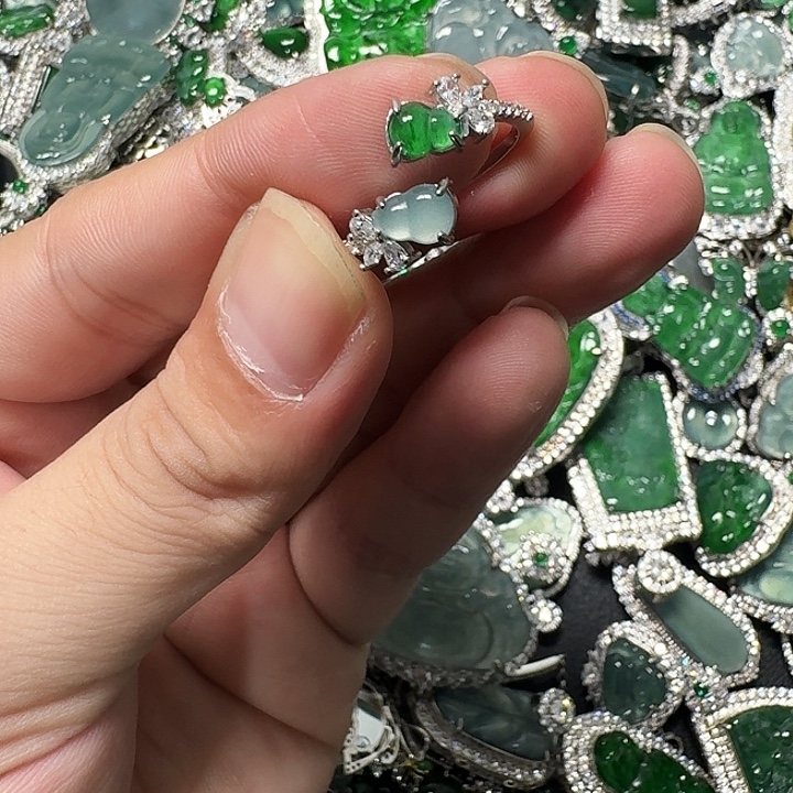 翡翠未镶嵌颈饰天然A货翡翠放漏