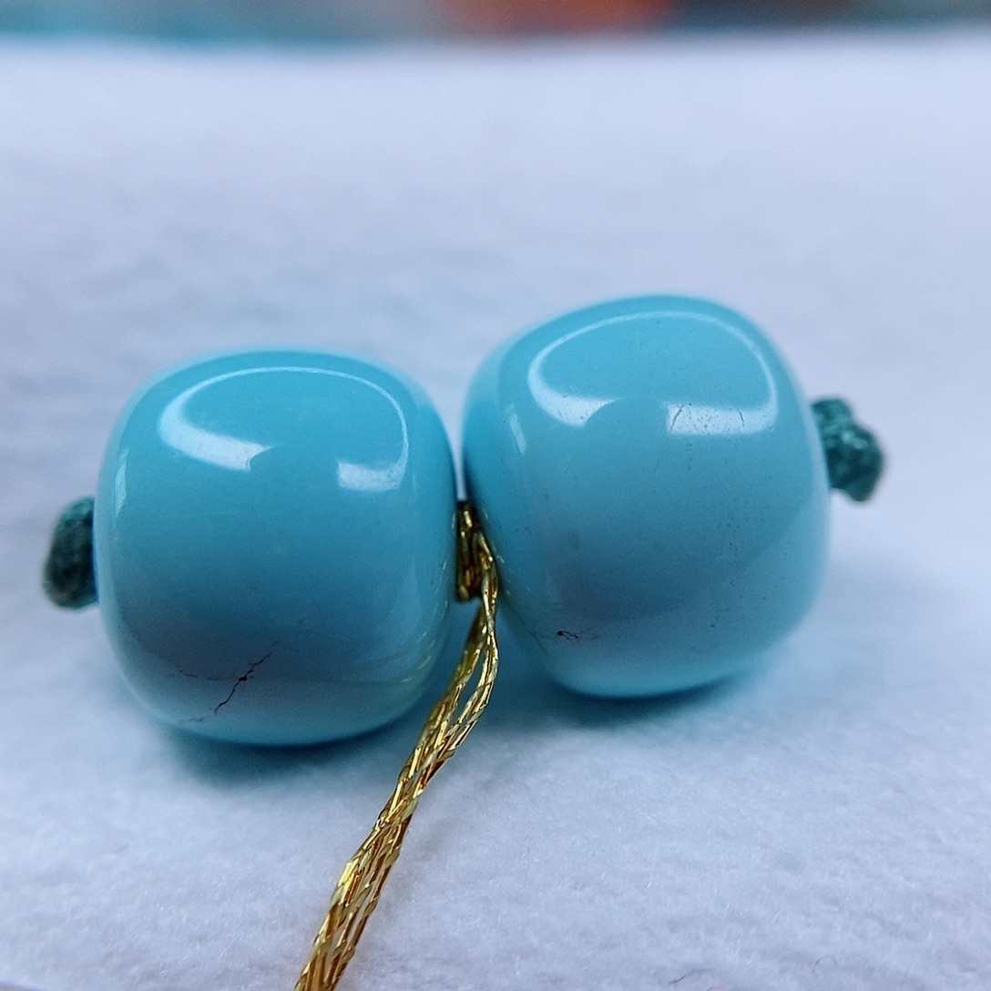 绿松石老型对珠9.7未镶嵌