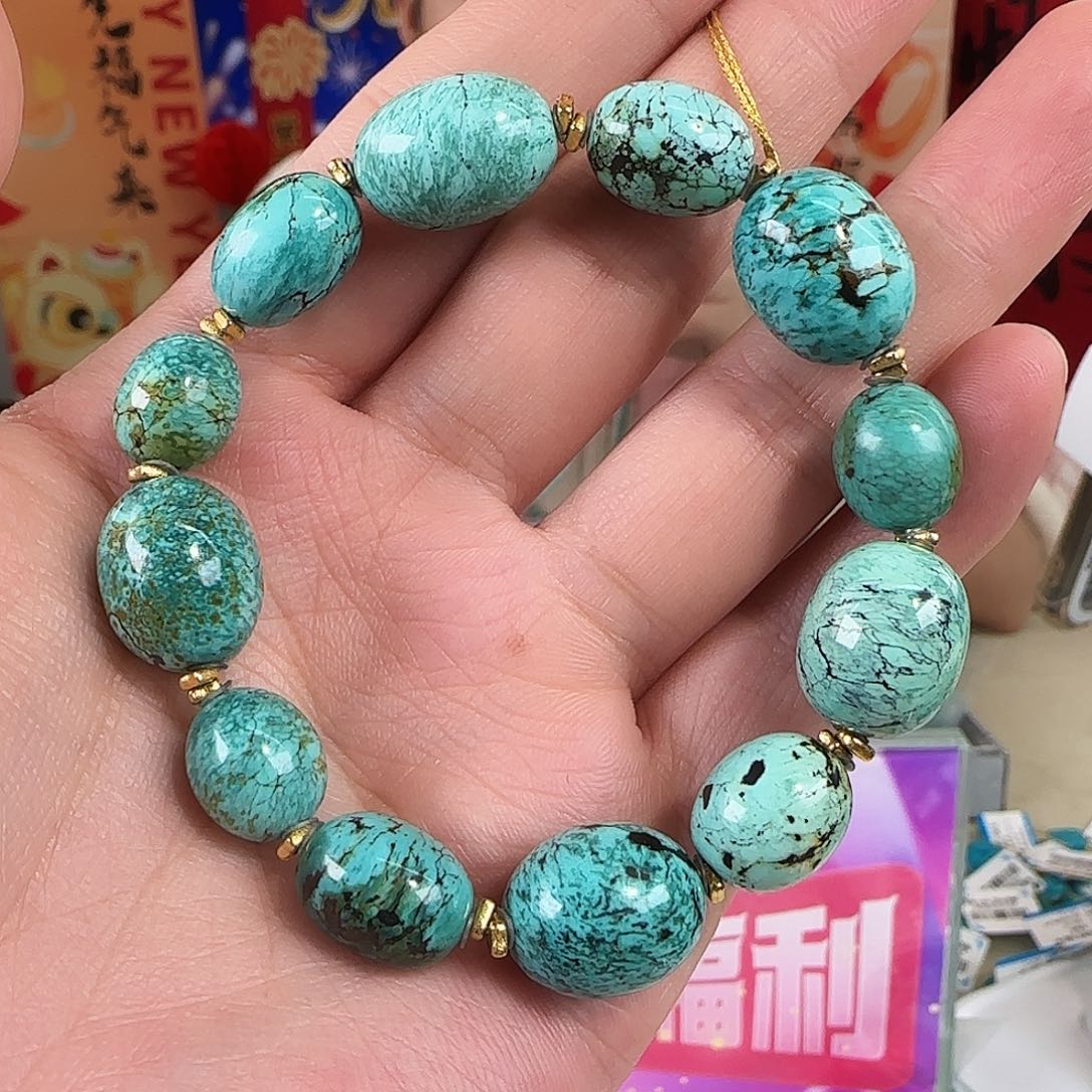 绿松石18K金镶嵌珠宝奇石