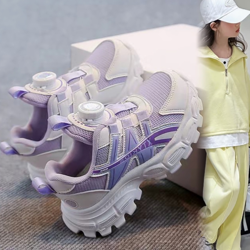 爆款女童老爹鞋2025新款春秋透气网面小女孩运动鞋男童网鞋3-12岁