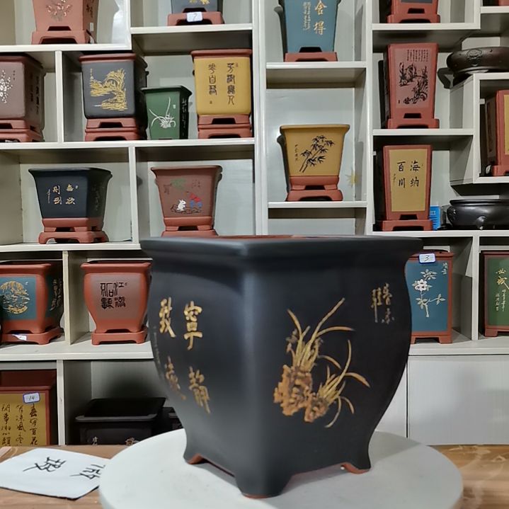 宜兴原矿紫砂兰花盆