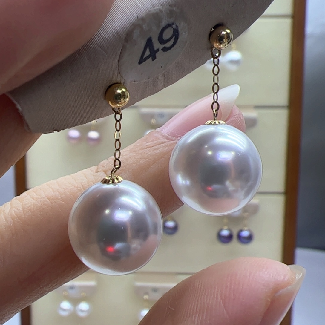 淡水珍珠耳饰18K金镶嵌