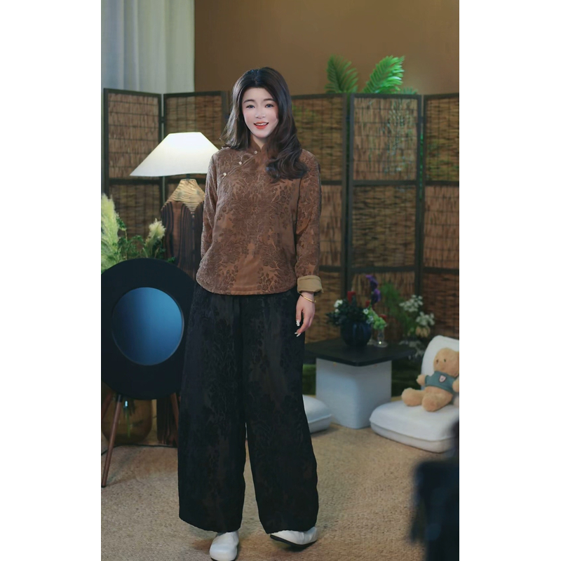 杯子家《植绒花苞棉长裤》秋冬保暖亲肤软糯包容裤