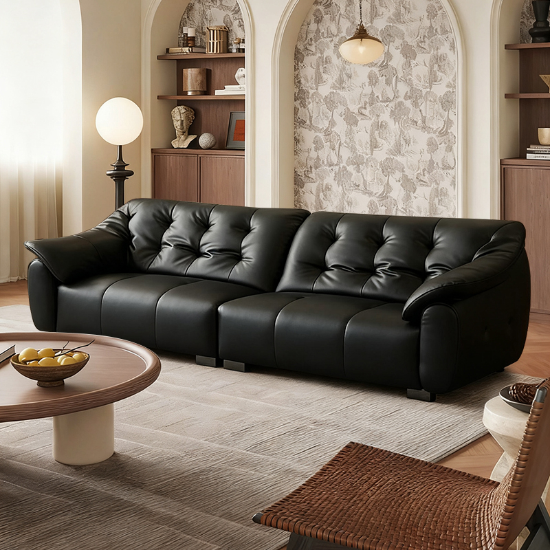 双人皮艺沙发皮沙发轻奢皮质高靠背劳伦斯沙发软意式头层牛皮