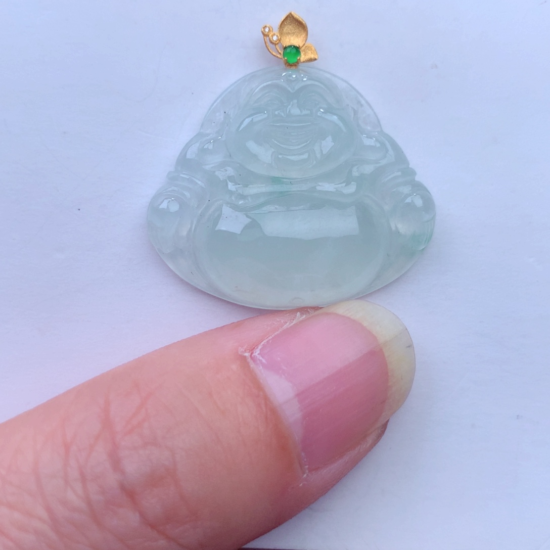 翡翠吊坠(不含链)18K金镶嵌