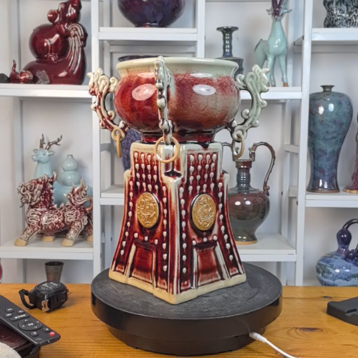 摆件钧瓷摆件神後鎮鈞瓷
