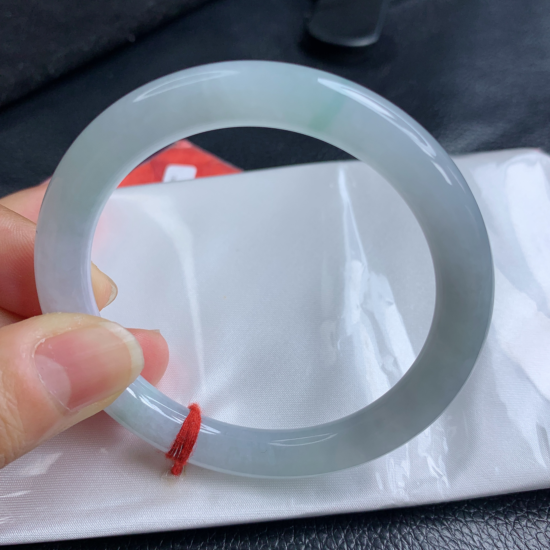 内径54mm缅甸天然翡翠A货冰润圆条手镯时尚百搭女款美人条玉镯