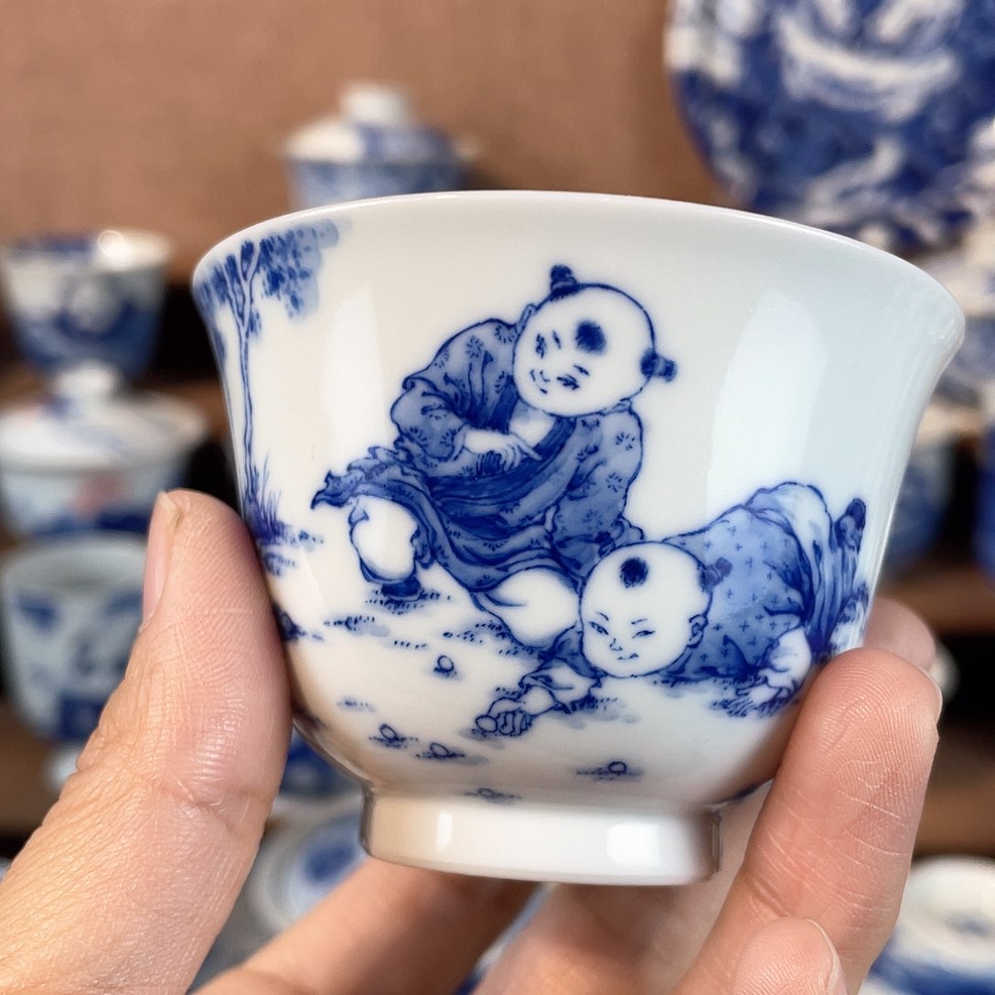 泥藝瓷梦童子弹珠杯
