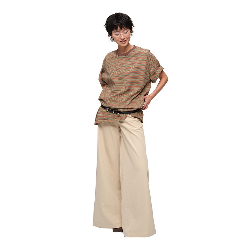 【自播】Oink oink 米色简洁舒适低腰阔腿裤休闲百搭垂感长裤