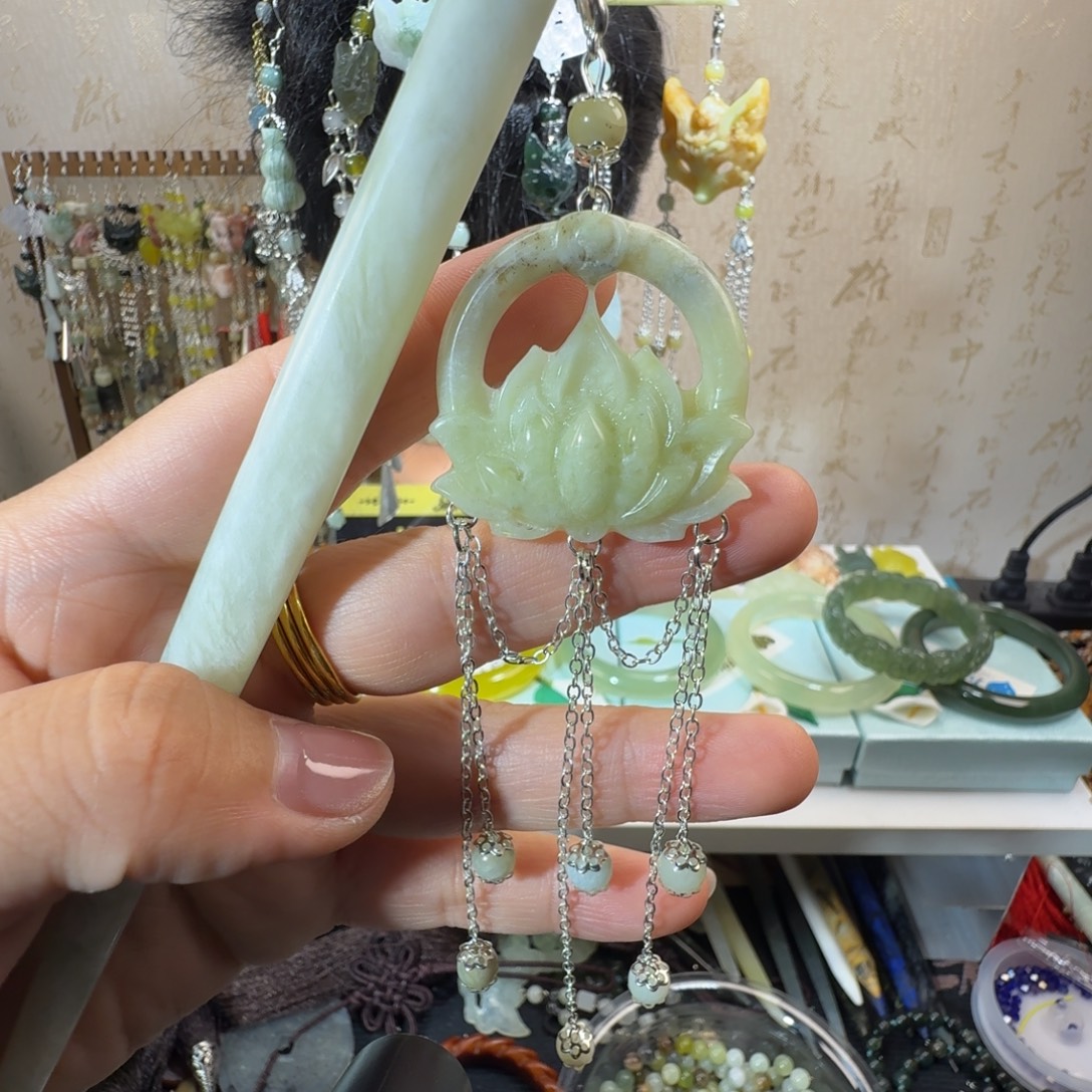 未镶嵌岫玉发饰福利款两个包邮