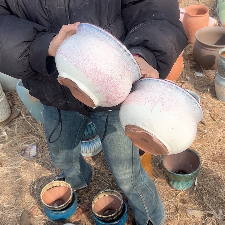 紫砂花盆瑕疵高度12口14    