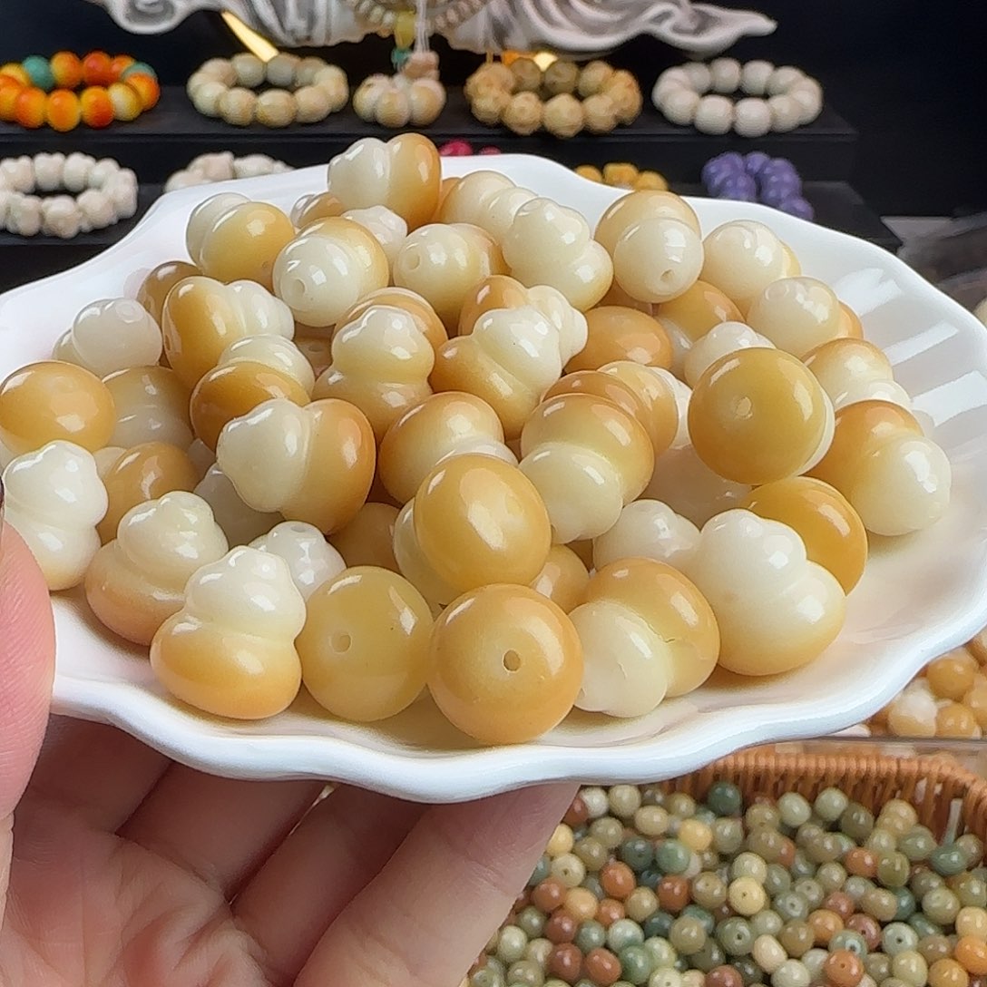 菩提根/象牙果手串瑕疵卡17炭烤半壁葫芦100颗