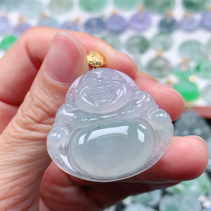 翡翠吊坠(不含链)18K金镶嵌