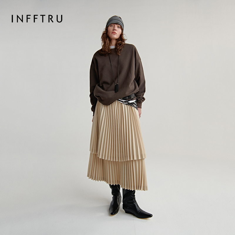INFFTRU/2025秋季新款宽松卫衣经典简约休闲百搭套头上衣女装