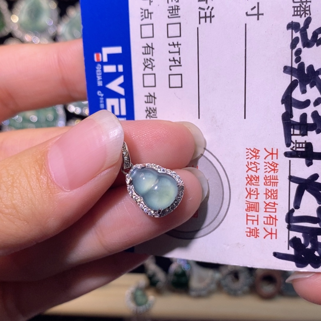 翡翠银S925镶嵌颈饰天然