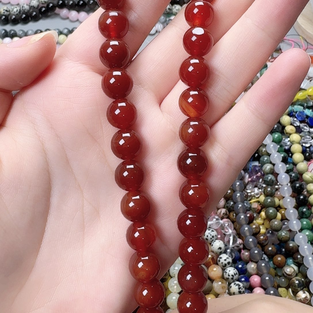 玛瑙/玉髓未镶嵌珠宝半成品卡10红玛瑙一条