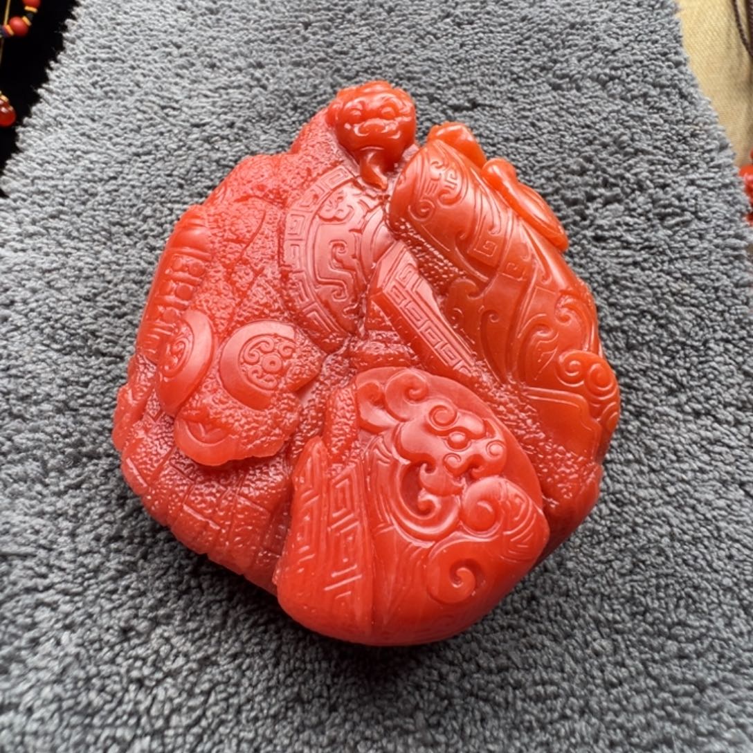 南红玛瑙未镶嵌保山柿子红满色满肉锦灰堆大摆件