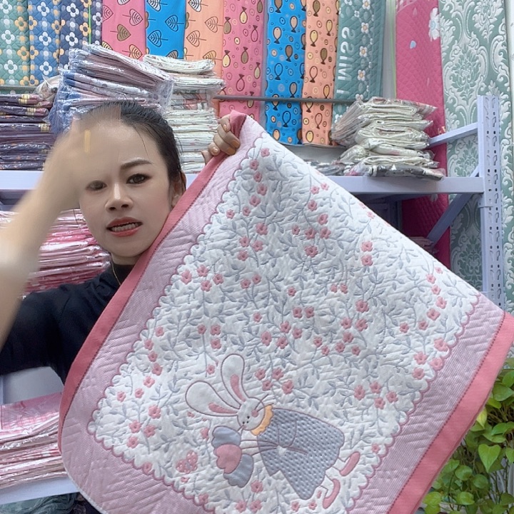 棉粉色小花兔兔棉