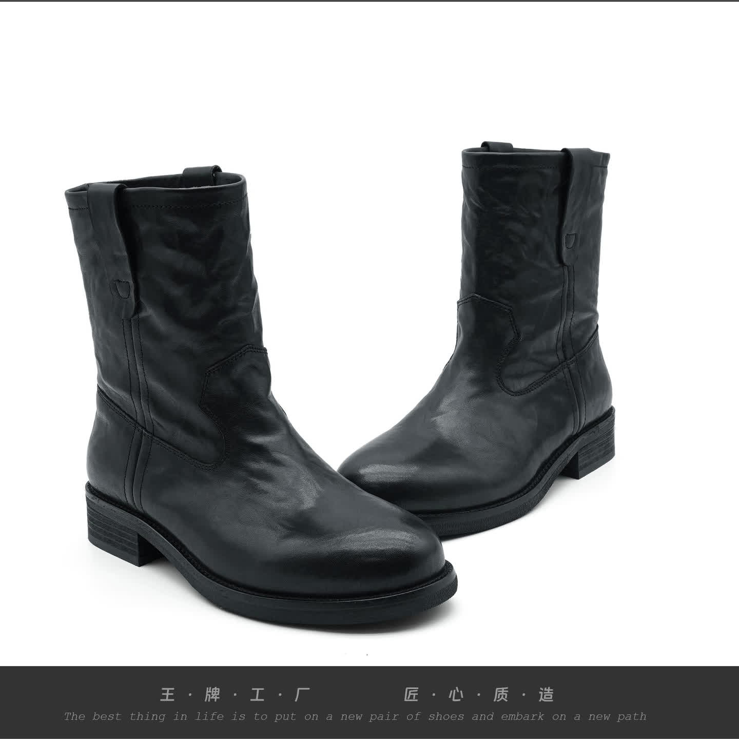 LI AJIGIRL/阿吉女·原创设计 复古牛仔V口马丁靴#SM270