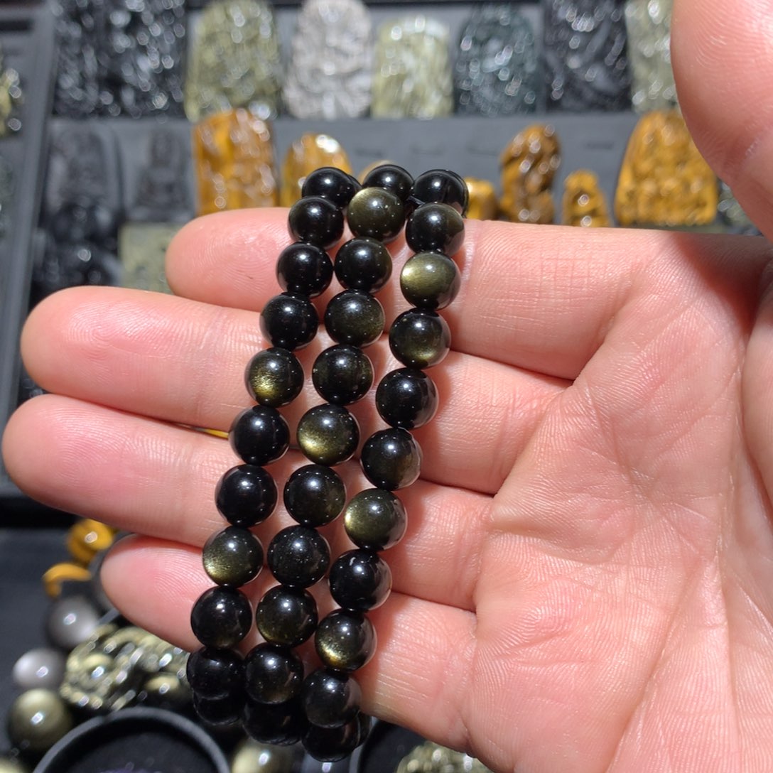 黑曜岩手链未镶嵌不*气