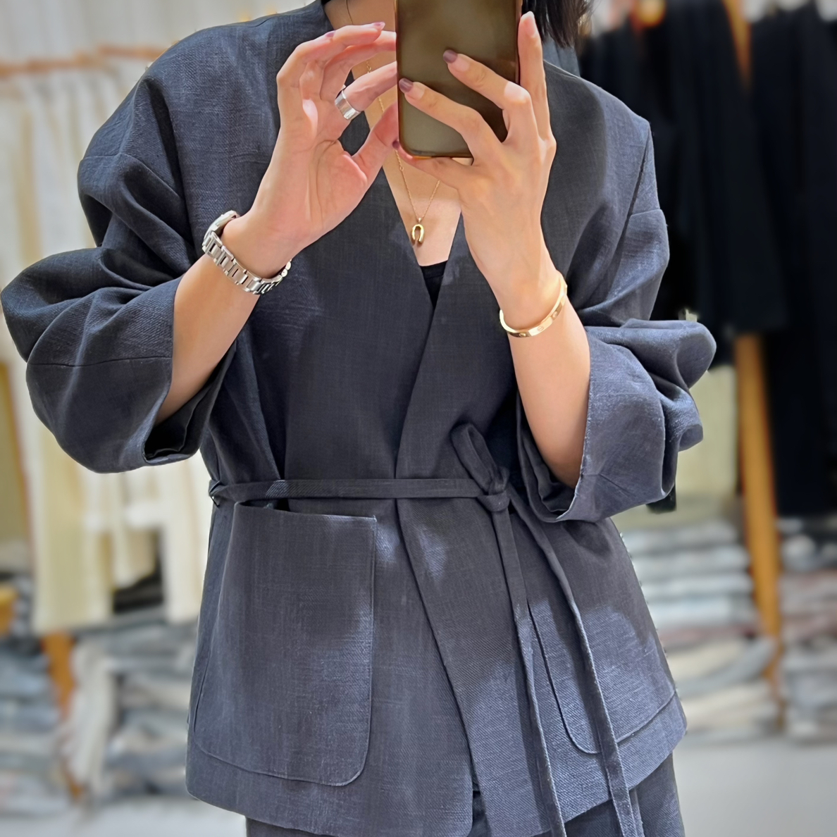秋季新款灰色高级感无领飘带气质设计感小众西装外套女