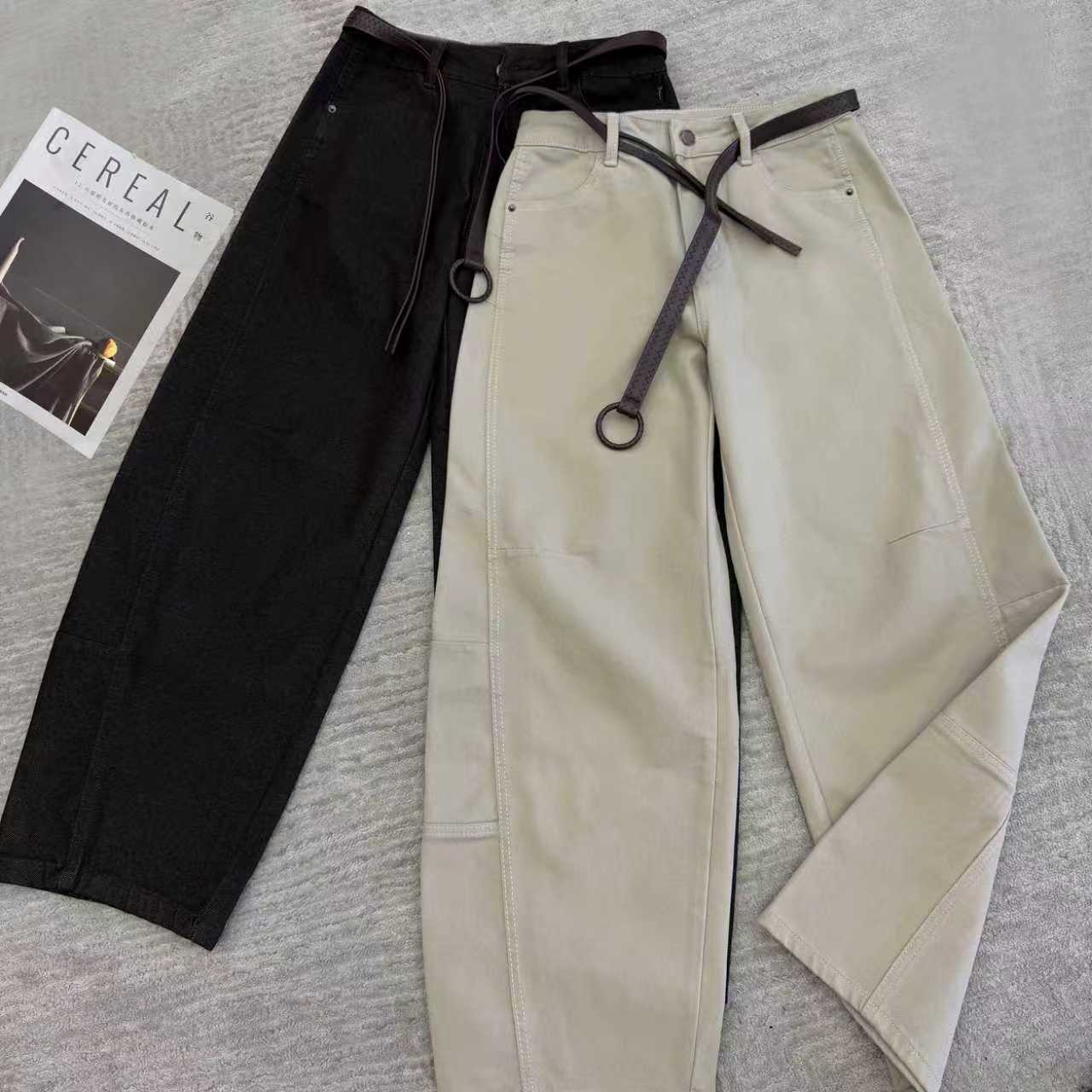 2025秋季新款时尚百搭修身水洗显瘦牛仔裤直筒设计感长裤8185