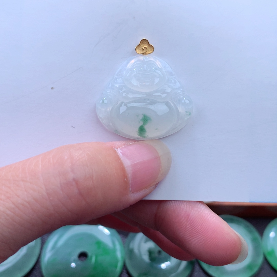 翡翠吊坠(不含链)18K金镶嵌