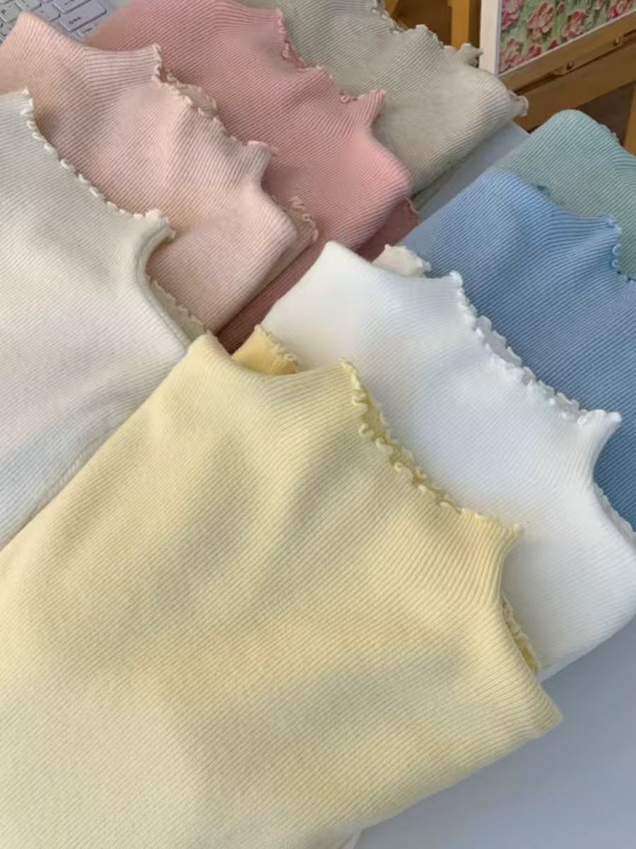 【花边领】秋冬花边领打底衫糖果色马卡龙学院风甜美上衣韩版春秋冬